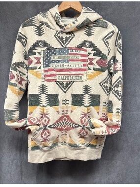 Ralph Lauren Denim & Supply Men’s Aztec Southwestern USA Flag Hoodie Sz Small
